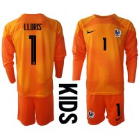 Koszulka piłkarska Francja Hugo Lloris #1 Bramkarska Strój Domowy dla dzieci MŚ 2022 tanio Długi Rękaw (+ Krótkie spodenki)